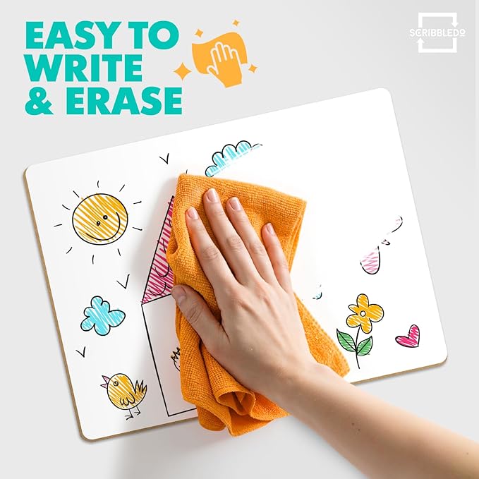 Scribbledo Small White Board Dry Erase Mini Whiteboard 9x12 Inch Small Dry Erase Board Marker Board Dry Erase Lapboards Handheld Personal White Boards for Students Whiteboard Office