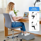 ComfyInLove Foot Rest for Under Desk at Work - Non-Slip Foot Stool with 3 Adjustable Heights, Ergonomic Under Desk Footrest with Washable Cover for Desk, Home, Office, Car (Light Grey)