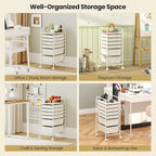 Giantex 6 Storage Drawer Cart Rolling Organizer Cart for Tools Scrapbook Paper Home Office School Multipurpose Mobile Utility Cart (Ivory)