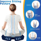 TushGuard Seat Cushion for Office Chair Memory Foam Non-Slip Cushion Back, Coccyx, Sciatica, Tailbone Pain Relief Butt Pillow for Office Chair, Car, Wheelchair, Blue, X-Large