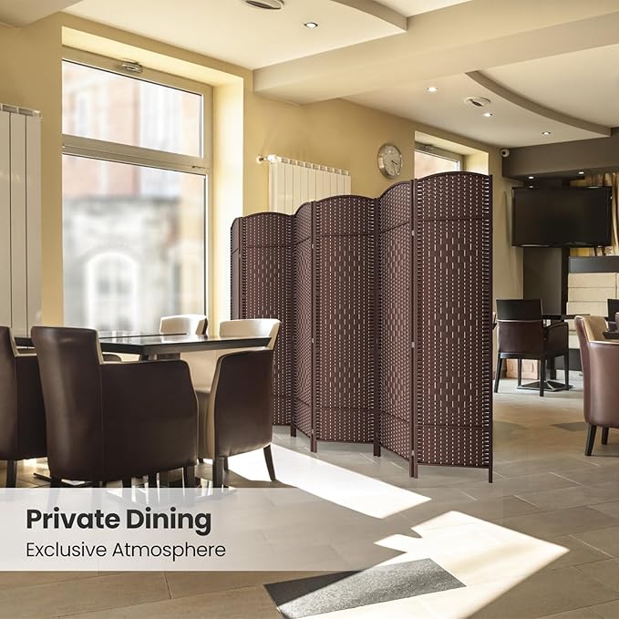 Cocosica 6 Panel Room Divider,6Ft Folding Privacy Screen,Tall - Extra Wide Foldable Panel Partition Wall Divider with Diamond Double-Weaved Hand-Woven Design Room Screen Divider