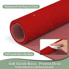 Boutilon Leather Desk Pad Protector,Non-Slip Mouse Pad,Laptop Desk Pad,Office Mouse Mat,Waterproof Leather Desk Blotter,Desk Writing Pad for Office and Home (S-Red,24"x 14")
