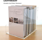 AIMOLLY 5 Vertical Compartments File Holder, Clear Acrylic Desk Organizer and Storage Bins Holding for Magazines, Binders, Notebooks, Envelopes, Multi-purpose Document Organizer for Home Office