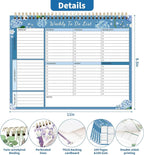 104 Pgs Weekly To Do List Notepad, 52 Duplex-Printed Undated Sheets 100 GSM（8.5"×11") Weekly Desk Planner For Work Home School Office Desk Accessories Supplies & Goal Setting Tasks -Blue Hydrangea