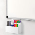 HBlife Magnetic Dry Erase Marker Holder for Whiteboard with 2 Compartments, Acrylic Wall Mount Magnet Pen Pencil Holder for Refrigerator, Locker Organizer Accessories for Classroom Office, White