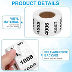 PATIKIL 0.8 x 1.6 Inch Inventory Number Sticker, 1 Roll 4001 to 5000 Consecutive Number Labels Self-Adhesive Labels Tag 1000 Stickers for Office Warehouse Numbering Classification, Black