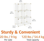 Amazon Basics 6 Cube Wire Grid Stackable Storage Shelves, 12.6 x 26 x 38 inches, White