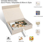 Sprsthai 5x7 Archival Photo Storage Box with Lid – Stackable Memory Keepsake Organizer for Photos, Certificates, Jewelry & Scrapbooking Supplies Beige