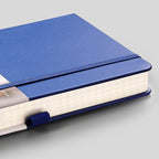 EMSHOI Graph Paper Notebook - 256 Pages A5 Graph Notebook/Journal, Square Grid Notebooks for Work, 120gsm Thick Paper, Executive Hardcover Leather, Inner Pocket, Pen Loop 5.75'' × 8.38''-Blue