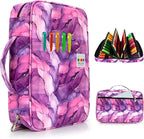 YOUSHARES 300 Slots Colored Pencil Bag - Handy Large Capacity Oxford Multi-Layer Zipper Pencil Bag for Prismacolor Colored Pencils & Gel Pen (Marble Purple)