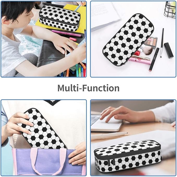 Soccer Texture Pencil Case Big Capacity Storage Pencil Pouch Stationery Bags With Zipper Portable Pen Holder Box Organizer For Boys Girls Teens Student College School Office Supplies