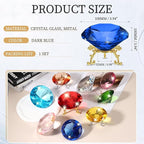 PATIKIL Diamond Crystal Paperweight, 100mm / 3.94" Crystal Paperweight Paper Weight with Gold 25 Metal Base for Home Office Desktop Table Decor Wedding Party Ornaments, Dark Blue