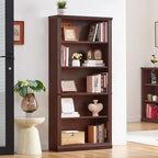 RWYHG 70" Walnut Tall Bookshelf Set of 4,5-Tier Thick Wooden Book Shelf with Adjustable Shelves,Free Standing Farmhouse Bookcase with Open Display Storage,Floor Vintage Bookshelves for Living Room