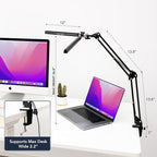 Glint Edge Double Head LED Desk Lamp, Ultra-Wide Coverage for 72" Workspaces, Eye-Caring, 360° Adjustable, Stepless Dimming, Remote Control, 10 Brightness Modes, 3 Color Temperatures, Energy Efficient
