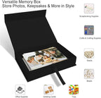 Sprsthai 5x7 Archival Photo Storage Box with Lid – Stackable Memory Keepsake Organizer for Photos, Certificates, Jewelry & Scrapbooking Supplies Black