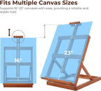 VISWIN Heavy-Duty Table Top Easel for Painting, Adjustable Beech Wood Tabletop Easel, Hold Canvas up to 23”, Portable Art Desktop Easel Stand for Adults, Artists, Beginners – Walnut