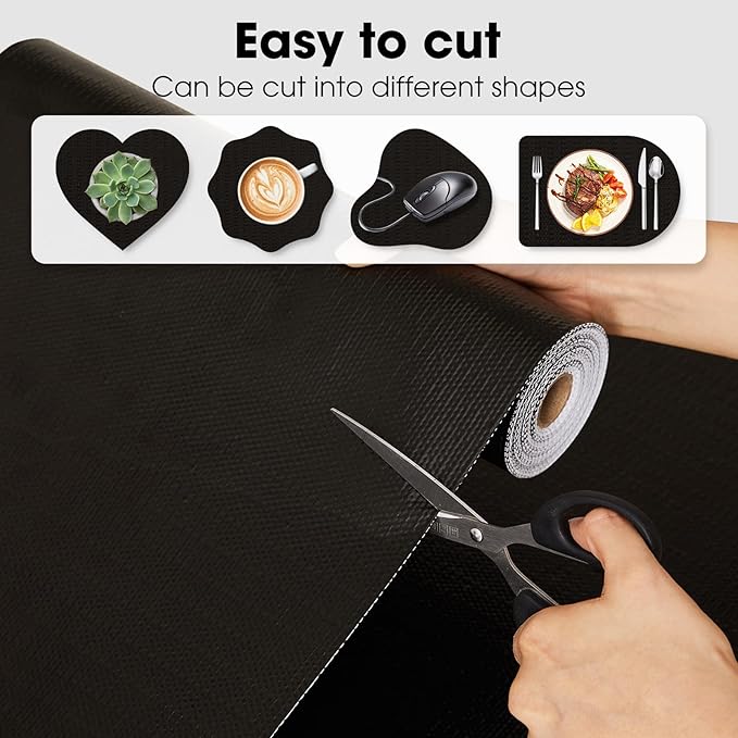 ALIUNI Drawer and Shelf Liner, Non-Slip Kitchen Cabinet Liners Non-Adhesive Thick Strong Grip Waterproof Washable Mats Protect Dresser Shelves Cupboard Bathroom Cabinets, Black, 24 in X 30 FT