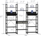 NUMENN Triple Wide 5 Tier Bookshelf, Adjustable Rustic Industrial Style Book Shelves, Modern Bookcases and Bookshelves Furniture for Bedroom, Living Room and Home Office, Elegant Black