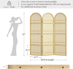 Rattan Room Divider with Built-in Bookshelf | Foldable Privacy Screen & Portable Partition for Home Office, Bedroom, Reading Nook | Wooden Frame, Freestanding Design (Natural-Rattan)