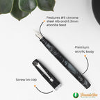 FPR Himalaya V2-Chrome Ultra Flex Nib Pen - Twist-Style Converter Filled Calligraphy Pens for Writing - Fancy Pens for Men & Women - Flex Fountain Pen w/Metal Clip & Cap Ring (Jade Smoke Acrylic)