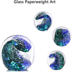 LCCCK Hand Blown Glass Ocean Waves Glass Ball Beach Office Decor, Blue Glass Paperweight Ideal Beach Decorations for Home, Suitability Seaside Villa Aquarium Ocean Lover's Gift