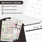 2026 Wall Calendar, Monthly Wall Calendars, Jan 2026 - Jun 2027, Desk Planner (8.5" x 11"), Hanging for Home, School, Office Supplies