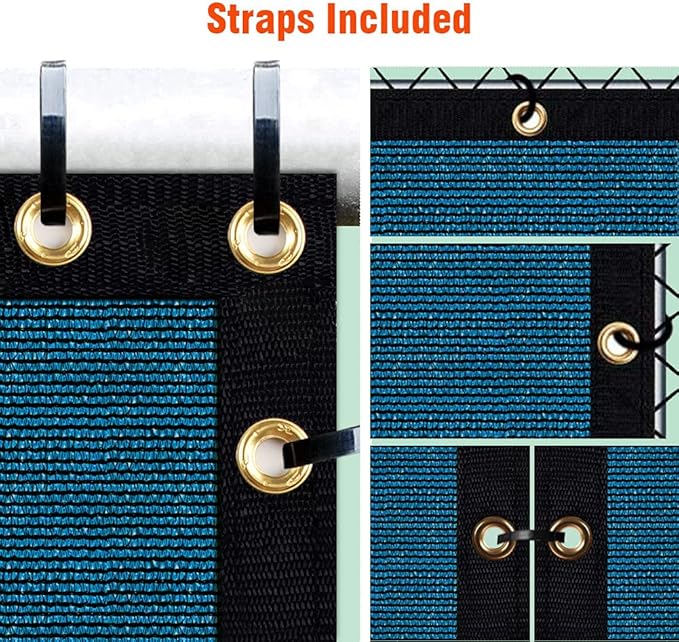 iCover 5x50ft Privacy Screen Fence, Outdoor Fencing Panels, Garden Windscreen Mesh Shade Sail Net Barrier, Include Reinforced Bindings and Brass Grommets Cable Zip Ties, Blue