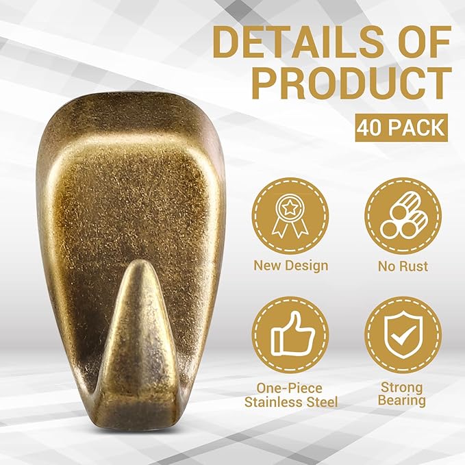 LEIFIDE Cubicle Hooks Fabric Panel Wall Hooks Cubicle Clips Picture Hangers for 40 Lbs Office Home Kitchen Room Board Hanging Supplies(Bronze,40 Pieces)