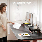 Fenge Dual Monitor Riser, 37 Inch Monitor Stand for Desk, Solid Wood Desk Shelf with Large Drawer Organizer, No Assembly Computer Stand for PC, Laptop, Printer, TV