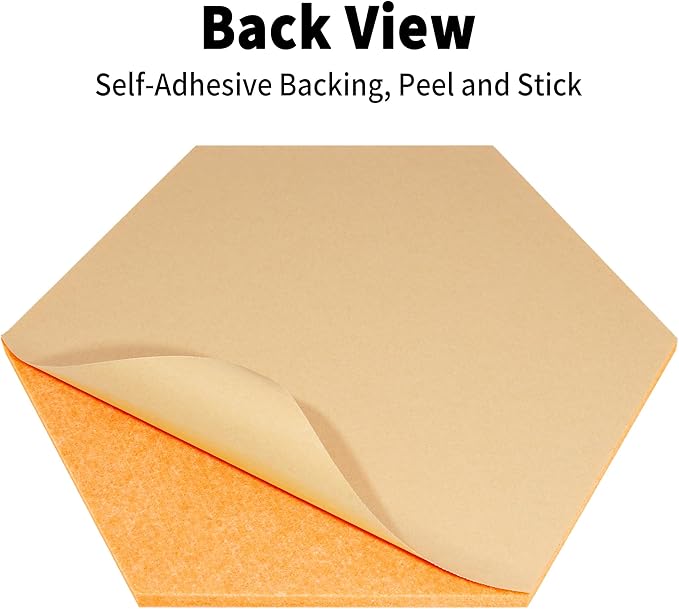Fwpelt 12'' Medium Hexagon Cork-Bulletin Board Tiles Frameless 10 Pack Adhesive Removable Felt Corkboard Decorative Prayer-Vision Board for Home-Office Wall Decor, Hex Tack Pinboard with 30 Pushpins