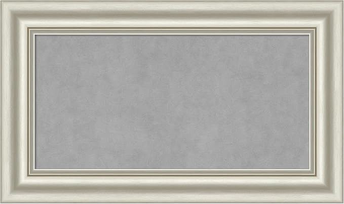 Amanti Art Silver Framed Magnetic Board 18x30 Small Vision Board for use with Magnets, 100% Metal Sheet to Display Items as Office Decor or for Home Organization in mudroom, Kitchen or Kids Room