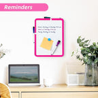 VUSIGN Small White Board Dry Erase, 8.5'' x 11'' Magnetic Dry Erase Board, Mini Whiteboard with Markers for Students, Fridge, Wall, Locker, Dark Pink