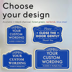 Custom Decorative Outdoor Metal Sign - Personalized Aluminum Driveway Sign, Waterproof, Made in USA - Design 2 Blue Steel 12x8 In