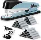 Deli Stapler Heavy Duty, Full Strip Staplers for Desk with 2000 Staples and Staple Remover, 50 Sheet Capacity, No Jam, Non-Slip Office Stapler with Staples for Office, Classroom, Blue