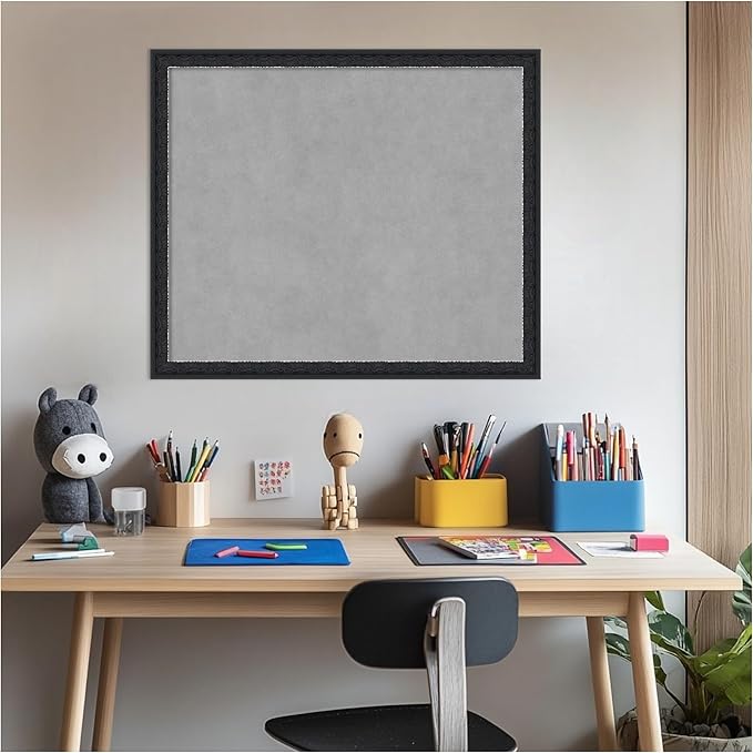 Amanti Art Black Framed Magnetic Board 22x26 Medium Vision Board for use with Magnets, 100% Metal Sheet to Display Items as Office Decor or for Home Organization in mudroom, Kitchen or Kids Room