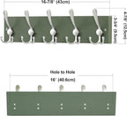 SKOLOO Creations Forest Green Solid Wood Wall Mounted Coat Rack, 5 Hooks, 16-7/8" Long - Kitchen, Mudroom, Entryway, Bathroom - Includes Mounting Hardware, Wall Coat Hanger, Towel Rack