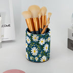 Leather Pen Holder for Desk Small Daisies Leaf Pencil Cup Desktop Organizer Makeup Brush Holders Office Supplies for Home, Kids & School
