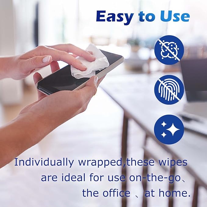 220 Lens Cleaning Wipes for Eyeglasses - Pre-moistened, Individually Wrapped | Scratch-Free, Streak-Free for Sunglasses, Camera Lenses, Phone Screens | Ideal for Home, Travel & Office