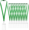 12-Pack Green Breakaway Lanyards with Waterproof Badge Holders, Polyester Neck Straps for ID Cards, Events, Office, and Schools