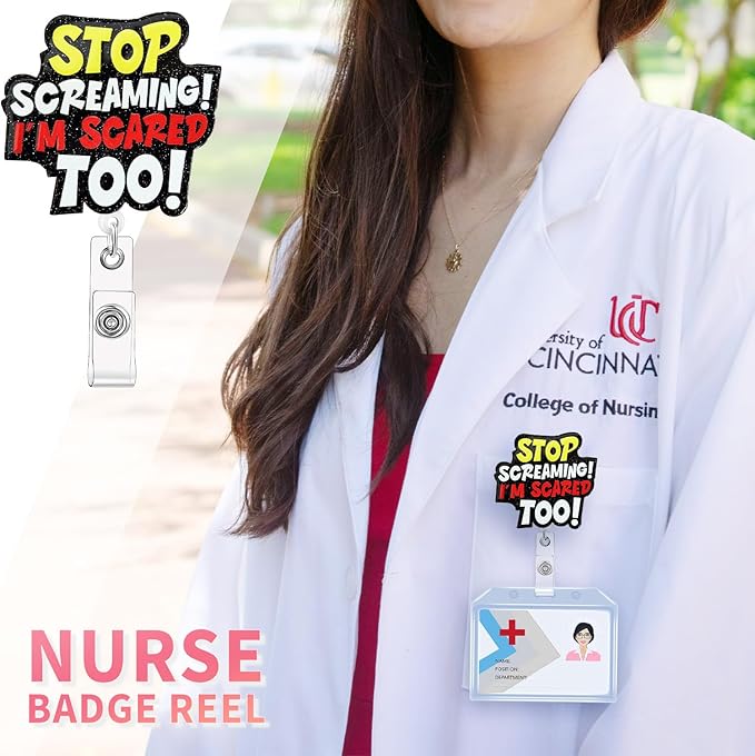 Aoryalps Retractable Badge Reel Holder Retractable with ID Clip for Nurse Nursing Name Tag Card Nursing Student Teacher Doctor Medical Assistant Work Office Clip-Gifts for Nurse