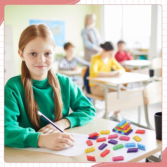 Yaomiao 180 Pcs Bulk Erasers for Kids Pencil Beveled Erasers Colorful Christian Motivational Gifts Bulk for Kids Students Classrooms, Drawing, Back to School (Bright,Jesus Loves You)