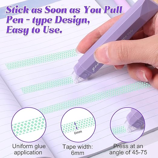 4Pcs Double Sided Tape Pens, 2025 New Multipurpose Double Sided Tape Roller for Scrapbooking, Gift Wrapping, Photo Mounting (Green)