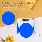 3 Inch Round Color Coding Labels (500 per Roll) - Colored Dot Stickers Round Labels for Inventory, Warehouse, Office Organizing - Blue Circle Stickers