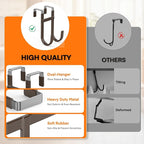 FYY Over The Door Hooks - 2 Pack Heavy Duty Dual-Hook Organizer Hanger with Non-Slip Rubber for Towels, Clothes, Hats & Bags Use in Bathroom, Bedroom, Kitchen - Fits Interior Doors Up to 1 3/8" Brown