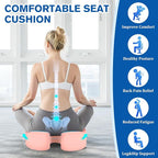 CushyOasis Seat Cushion, Chair Cushions, Office Chair Cushions, Anti-Slip Bottom & Removable Cover Tailbone Pain Relief Cushion, Memory Foam Seat Cushion for Office, Wheelchair, Car (Pink)