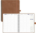 POPRUN 2026 Weekly Planner 30-Mintue (Medium 7'' x 8.5'') - From Jan 2026 to Dec 2026 - Two Pages Per Week Appointment Book with Monthly Tabs, Softcover, Inner Pocket, Pen Holder - Brown