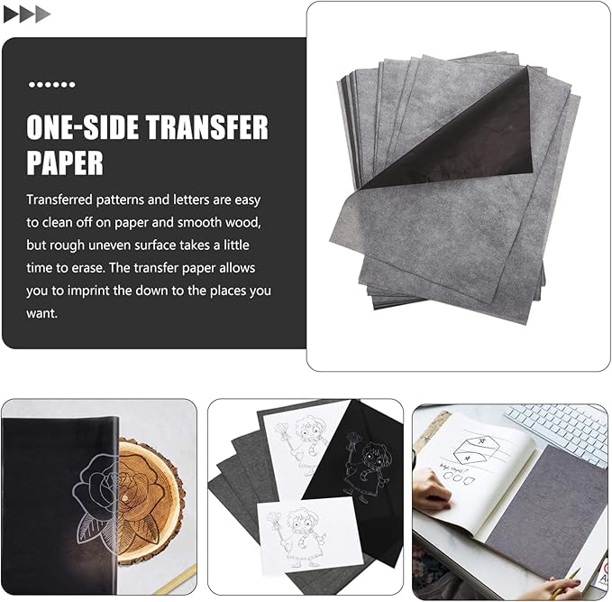 Beatifufu A4 Carbon Transfer Paper 100 Sheets One-Side Graphite Copying Tracing Paper for Art Drawing Pattern Transfer and Craft Projects