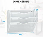 EASEPRES Magnetic 3 Pocket Mesh Hanging Wall File Organizer, Wall Mounted Mail Paper Document Folder Holder, Clipboard Storage Magazine Rack with Nametag Label for Office Home School, White