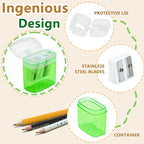 AUSTARK 24Pcs Pencil Sharpener Manual, Assorted Color Small Dual Hole Pencil Sharpeners Bulk with Lid with Lid for School Office Home (Rectangle-24)