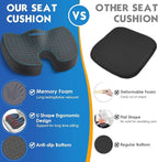 TushGuard Seat Cushion for Office Chair Memory Foam Non-Slip Desk Seat Cushion Back, Coccyx, Sciatica, Tailbone Pain Relief Butt Pillow for Office Chair, Car, Wheelchair, Grey